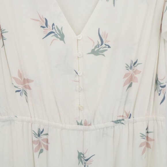 Faherty White Lotus Blossom Floral V-Neck Phoenix Dress L - Picture 7 of 9